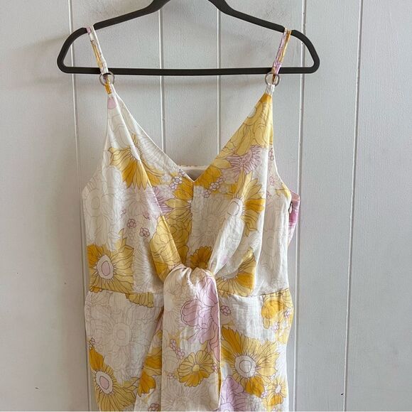 REISS Kay Linen Tie Front Midi Dress In Yellow NWT - Picture 13 of 14